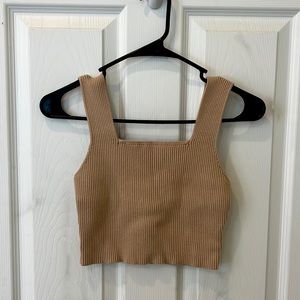 Verdusa Women's Square Neck Sleeveless Solid Ribbed Knit Crop Top